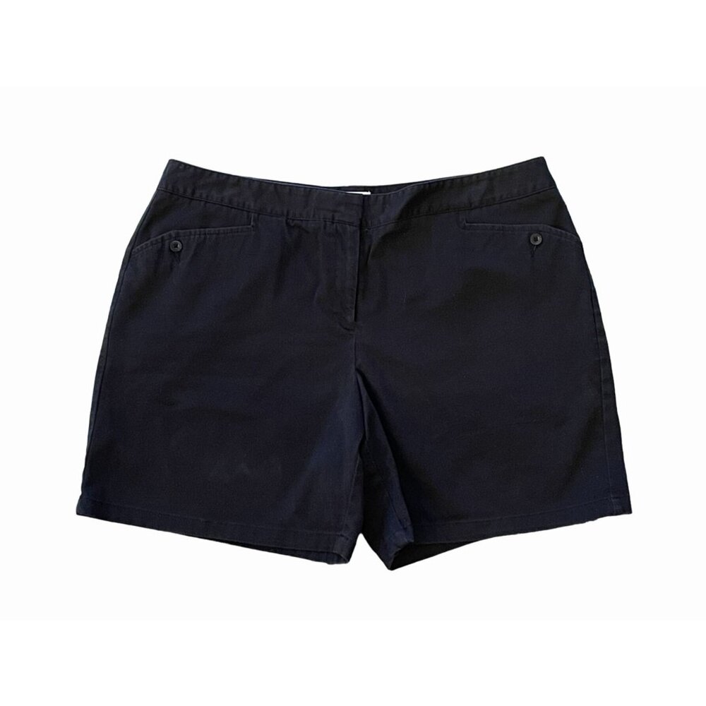 IZOD PerformX Black Chino Shorts Women's Size 14 Flat Front Golf Active